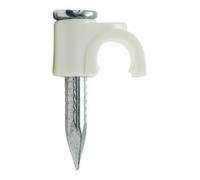 Grapa cable manguera redonda 5mm blanca (precio 100 unidades)