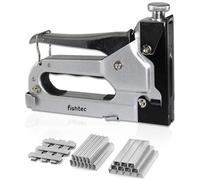 Grapadora multifunción con grapadora manual para decoración, madera, tela, bricolaje, incluye 400 grapas de pared + 400 para cable + 400 clavos - gris negro