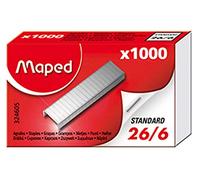 Grapas Maped 26/6, Caja Compacta con 1000 Unidades, Diseño Estándar para Grapadora, Acero Resistente para Oficina y Escuela, Compatible con la Mayoría de Grapadoras, Sujeción Firme y Precisa