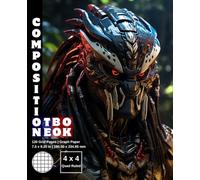 Graph Paper Composition Notebook Quad Ruled 4x4: 120 White Paper Grid Pages Gray 4 Squares per Inch 60 Sheets for School College Student Teacher Class ... Size 7.5”x9.25” Alien Predator Warrior 20.