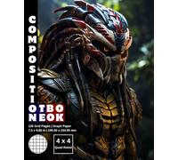 Graph Paper Composition Notebook Quad Ruled 4x4: 120 White Paper Grid Pages Gray 4 Squares per Inch 60 Sheets for School College Student Teacher Class ... Size 7.5”x9.25” Alien Predator Warrior 24.
