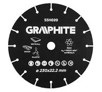 GRAPHITE Hoja de sierra HM para madera, paneles y plásticos, Para sierras | Separadores de carburo de tungsteno, discos de corte compatibles, herramienta rotativa, 230 x 22,2 mm