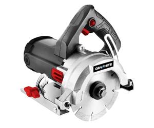 GRAPHITE Separador de gres porcelánico y piedra 1400 W, 125 mm; corte en húmedo y seco; juego de conexión de agua; ajuste de ángulo 0-45%; ajuste de profundidad de corte; hoja de 125 mm x 22,2 mm