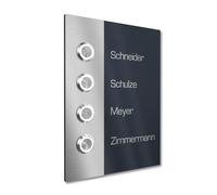 Graviers Design Timbre de vivienda con pulsador LED Grabación de 4 nombres - V2A acero inoxidable 140x185 mm Pintura en polvo RAL 7016 - montaje empotrado seleccionable en superficie