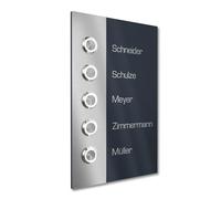 Graviers Design Timbre de vivienda con pulsador LED Grabación de 5 nombres - V2A acero inoxidable 140x220 mm Pintura en polvo RAL 7016 - montaje empotrado seleccionable en superficie