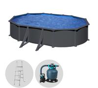 Gre Anthracite Ovalada 610x375x132cm - Piscina desmontable de acero
