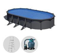 Gre Anthracite Ovalada 730x375x132 cm - Piscina desmontable de acero