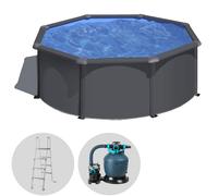 Gre Anthracite Redonda Ø300 x 120 cm - Piscina desmontable de acero