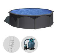Gre Anthracite Redonda Ø350 x 120 cm - Piscina desmontable de acero