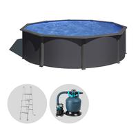 Gre Anthracite Redonda Ø460 x 120 cm - Piscina desmontable de acero