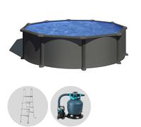 Gre Anthracite Redonda Ø460 x 132 cm - Piscina desmontable de acero