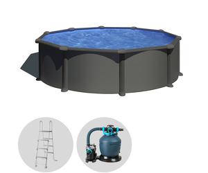 Gre Anthracite Redonda Ø460 x 132 cm - Piscina desmontable de acero