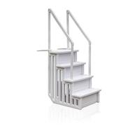 Gre EPE30 - Escalera Antideslizante para Piscina Enterrada, Escalera de Seguridad para Piscina de 4 Peldaños, Sintética, Color Blanco, 80 x 92 x 206 cm