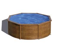 Gre KITPR303W Sicilia - Piscina Elevada Redonda, Aspecto Madera, 300 x 120 cm