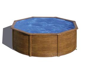Gre KITPR303W Sicilia - Piscina Elevada Redonda, Aspecto Madera, 300 x 120 cm