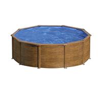 Gre KITPR453W Sicilia - Piscina Elevada Redonda, Aspecto Madera, 460 x 120 cm