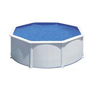 Piscina elevada de acero galvanizado blanco redonda ø 3x3x1.2 m con depuradora de cartucho y escalera de seguridad gre
