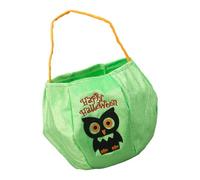 Greabuy Bolsa de colección de temporada de terciopelo decorado con calabaza, espacioso soporte para caramelos, accesorio de fiesta de vacaciones para niños, bolsa de calabaza de Halloween, Green, A