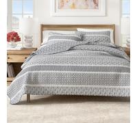 Great Bay Home Edredón Reversible de 3 Piezas Color Gris matrimonial/Queen con 2 Fundas de Almohada, Ligero, Acogedor y Moderno, para Todas Las Estaciones, Juegos de Colcha de Cachemira, colección
