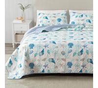 Great Bay Home Juego de Ropa de Cama de tamaño Individual, Colcha Costera de Verano con Funda, Juego de Colcha Reversible de 2 Piezas para Todas Las Estaciones, Colcha Ligera náutica, colección Bali,