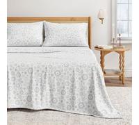 Great Bay Home Juego de sábanas de Franela 100% algodón Turco, Bolsillos Profundos, sábanas Suaves, sábanas cálidas y Antibolitas (Cama Doble, Copos de Nieve)