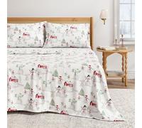 Great Bay Home Juego de sábanas de Franela de algodón Turco 100%, para niños, Bajera con Gran caída Lateral, Suaves, para Cama cálida, antifrisado, tamaño Individual, país de Las Maravillas de