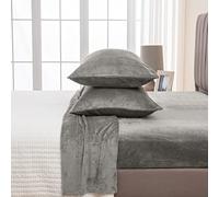 Great Bay Home Juego de sábanas de Microforro de vellón de Terciopelo Suave, no Hacen Bolitas, Bolsillo Profundo, colección Lavish Sherpa Velvet Luxe (Queen, Gris)