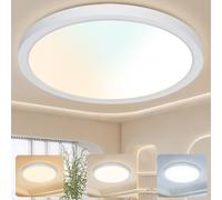 GREAT JACOB Plafon LED Techo 24W， Ø29 cm， 3 Colores 3000K/ 4000K/ 6500K Lampara de Techo LED，Redonda，Ultra Delgado Downlight para Salon， Dormitorio， Cocina， Comedor， Pasillo，Moderna