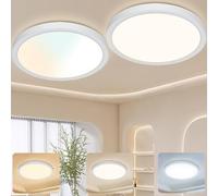 GREAT JACOB Plafon LED Techo 24W， Ø29 cm， 3 Colores 3000K/ 4000K/ 6500K Lampara de Techo LED，Ultra Delgado Downlight para Salon， Dormitorio， Cocina， Comedor， Pasillo，Moderna，2 Unidades