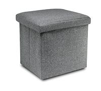 GreAT Puff Taburete para almacenaje Plegable Pack 2 Unidades Carga máxima de 300 kg 38x38x38cm, Otomano Asiento (Pack 2 Unidades, Gris Tela)