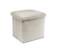 GreAT Puff Taburete para almacenaje Plegable Pack 2 Unidades, Carga máxima de 300 kg 38x38x38cm, Otomano Asiento (Pack 2 Unidades, Beige Tela)