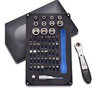 GreaTalent Juego de destornilladores de llave de trinquete 54 en 1 S2 de acero con puntas hexagonales de 14 pulgadas, enchufe de transmisión de 14 pulgadas, adaptador de enchufe, soporte de broca