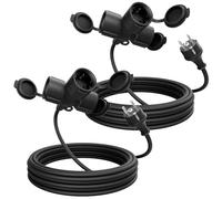 greate 2X alargador electrico 5 Metros de 3 Tomas - Alargadera Impermeable IP44 para Áreas Exteriores - Cable electrico 3500W - Extension Lead, alargador Enchufe, alargo Enchufe, alargadores enchufes