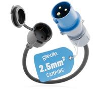 greate adaptador CEE 16A con enchufe Schuko - adaptador con conector CEE 230V y cable de 50 cm, protección IP44 - enchufe de camping