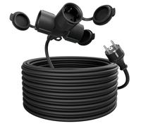 greate alargador electrico 20 Metros de 3 Tomas - Alargadera Impermeable IP44 para Áreas Exteriores - Cable electrico 3500W - Extension Lead, alargador Enchufe, alargo Enchufe, alargadores enchufes