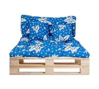 GREATOYAR Cojines Sofá Palets, Cojin Palet Fibra, Cojines Acolchados Palets, Cojín de Respaldo y Asiento, Conjunto 4 Piezas, para Jardín, Terraza, Balcón, Interior y Exterior, Azul y Hoja
