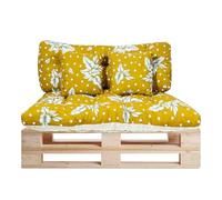 GREATOYAR Cojines Sofá Palets, Cojin Palet Fibra, Cojines Acolchados Palets, Cojín de Respaldo y Asiento, Conjunto 4 Piezas, para Jardín, Terraza, Balcón, Interior y Exterior, Amarilla y Hoja