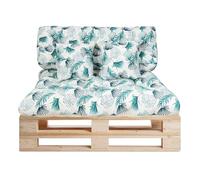 GREATOYAR Cojines Sofá Palets, Cojin Palet Fibra, Cojines Acolchados Palets, Cojín de Respaldo y Asiento, Conjunto 4 Piezas, para Jardín, Terraza, Balcón, Interior y Exterior, Hoja Azul Fina