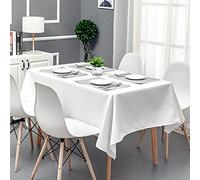 GREATOYAR Mantel Antimanchas Rectangular, Mantel Impermeable, Hule Mesa, Resistente, Lavable, Impermeable, Ideal para Interiores y Exteriores, para Decoración de Mesa, Blanco, Medida 140x300cm