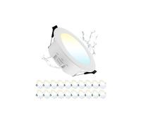 Grebeam 5W Ojo de buey led para techo, 3000K/4000K/6000K Blanco Cálido/Neutro/Frío, Downlight LED Techo Empotrable IP44 para Baño Ø65-75mm Agujero, Pack de 20