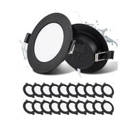 Grebeam Foco LED Empotrable Negros, 5W Ojos de Buey LED Para Techo Negros 450LM, Corte: φ75-90mm Para Baño, Profundidad 25mm, Downlight led Techo 3000K Blanco Cálido, Juego de 20