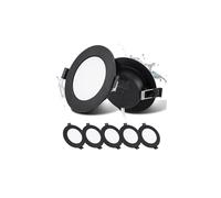 Grebeam Foco LED Empotrable Negros, 5W Ojos de Buey LED Para Techo Negros 450LM, Corte: φ75-90mm Para Baño, Profundidad 25mm, Downlight led Techo 4000K Blanco Natural, Juego de 5
