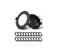 Grebeam Foco LED Empotrable Negros, 5W Ojos de Buey LED Para Techo Negros 450LM, Corte: φ75-90mm Para Baño, Profundidad 25mm, Downlight led Techo 6000K Blanco Frío, Juego de 20