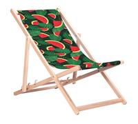 Green Blue GB183 Tumbona Plegable de Madera de Haya para Jardín y Playa, con Respaldo Ajustable en 3 Posiciones e Impresión por Sublimación de Alta Definición con Motivos Tropicales, Color Sandía
