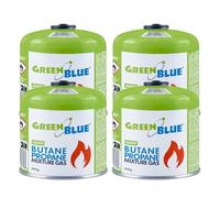 Green Blue GB499 Cartucho de Gas de 500 g, EN417, Rosca de 7/16", propano-butano, Sistema Gas Stop, para hornillos de Camping | Rango de Temperatura: de -10 °C a +40 °C (4, Verde)