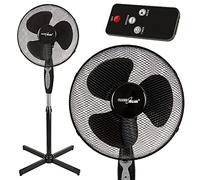 Green Blue GB580 Ventilador de Pedestal con Control Remoto 40 Vatios 3 Niveles de Velocidad 40 cm Ventilador de Suelo Oscilación de Bajo Nivel de Ruido Temporizador hasta 7.5h Negro