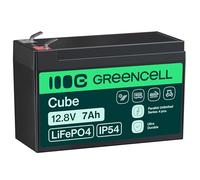 Green Cell Batería Cube LiFePO4 7 Ah 12,8 V - Batería de fosfato de Litio para caravanas, Barcos, Sistemas solares, Sistemas Fuera de Red, con BMS, Ligera y Segura