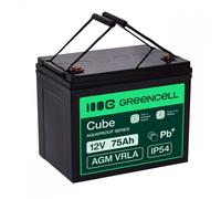 Green Cell Cube AGM VRLA IP54 12V 75Ah batería sin mantenimiento para autocaravanas, fotovoltaica, paneles solares y barcos