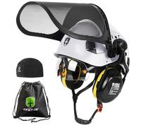 GREEN DEVIL Casco de protección para motosierra EN397 Certificado - Sistema 5-en-1 con protección facial de malla, visera y orejeras integradas - ventilado, para tala y jardinería - Unisex