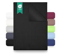 GREEN MARK Textilien sábana Plana 100% algodón - Sábana clásica sin elástico, Suave para la Piel, fácil de cuidar, Lavable a Alta Temperatura - Negro - 150x250 cm